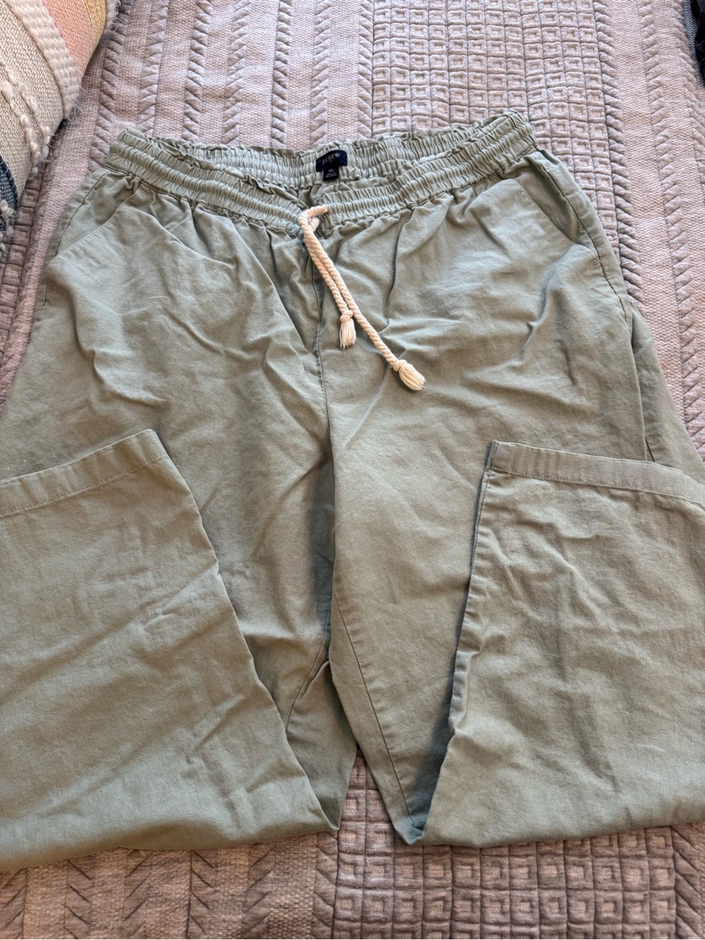 J. Crew Factory Washed Olive Utility Wide-Leg Pants